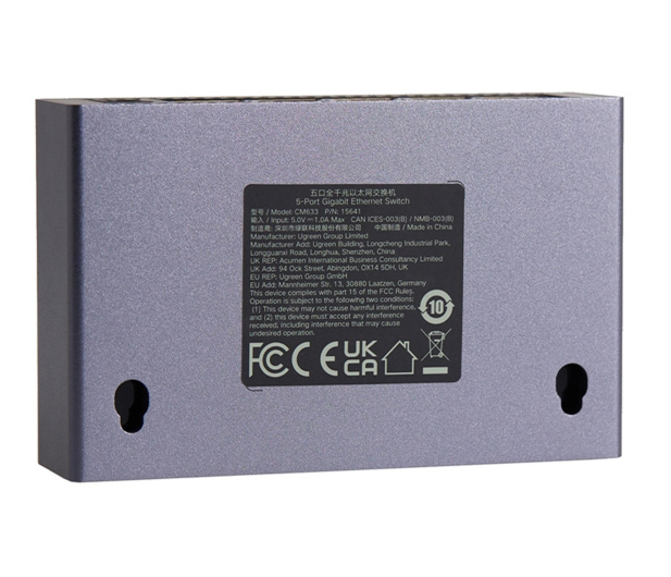 UGREEN Przełącznik Switch CM633 5-portowy GigaBit Ethernet czarny - 1501560 - zdjęcie 3